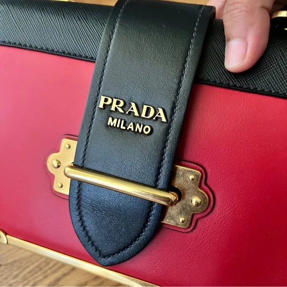 PRADA City Calfskin Saffiano Cahier Bag Fuoco Black - Picture 7 of 12